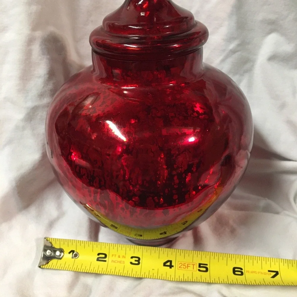 Red Mercury Glass Vase With Lid‎ Holiday Decor 9